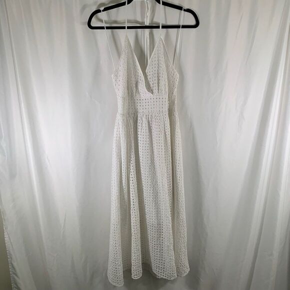 Steve Madden Midi Dress Women's Large White Smocked Sleeveless Strappy - Picture 1 of 12